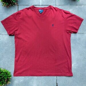 Polo Ralph Lauren Vintage V-Neck Basic Fit Red Cotton T-Shirt Men's Size Large